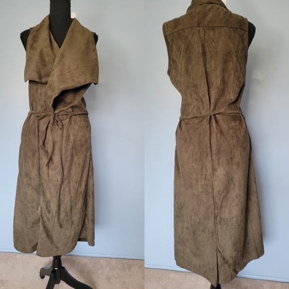 Mono B Brown Sleeveless Trench Coat - Picture 1 of 11